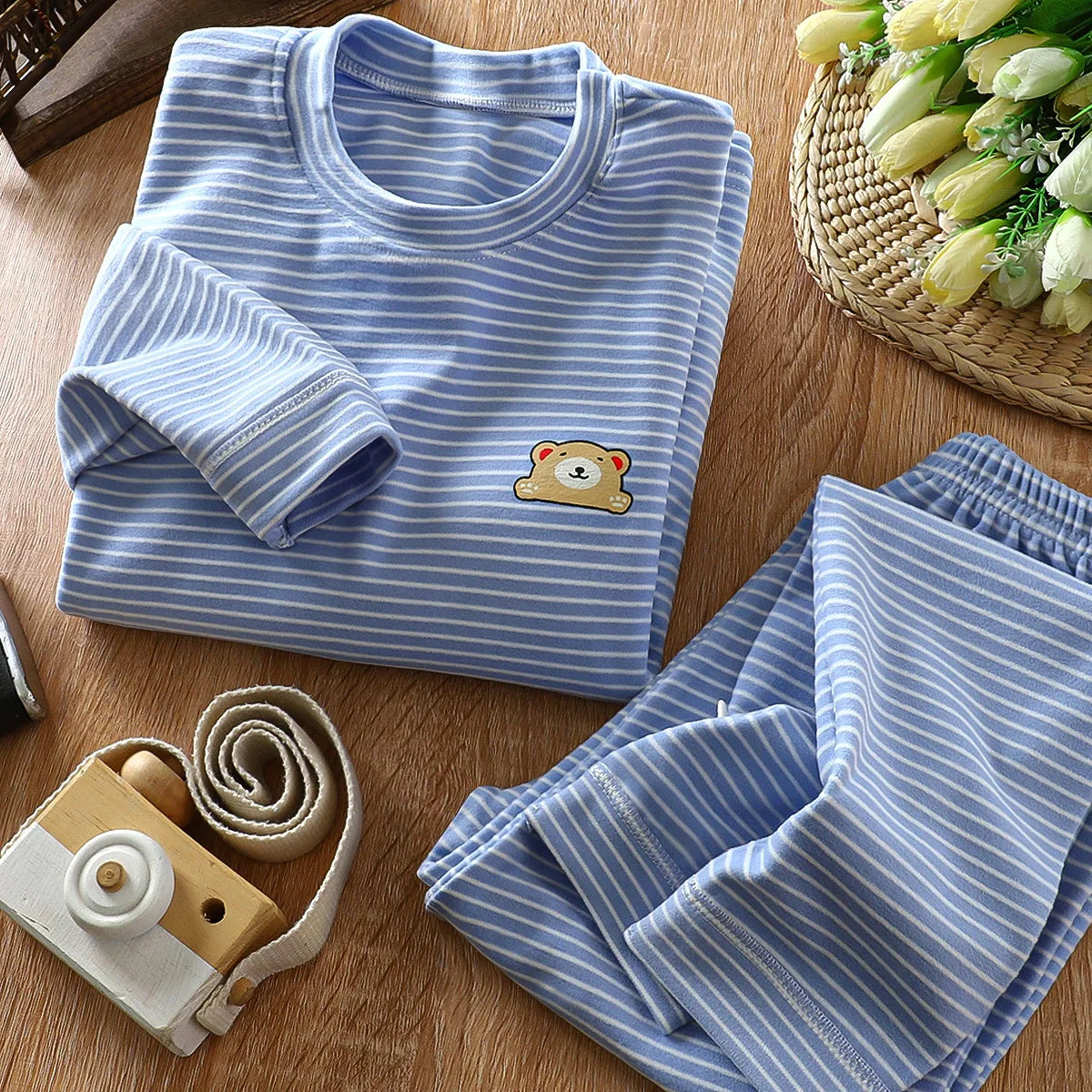 Cozy Striped Thicken Pajama Set for Kids